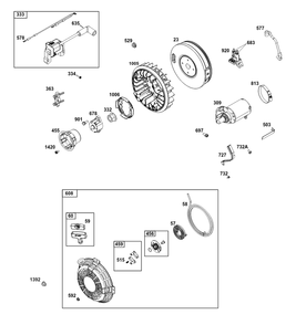 Flywheel/Ignition/Starter Group Diagram and Parts List for 386447-3311-G1 200000 - 399999 Briggs and Stratton Engine